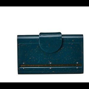 NWT Edie Parker Mini Lara clutch peacock blue